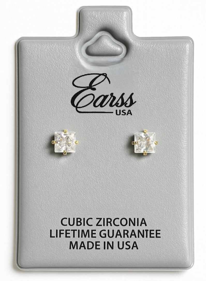 ايرس 4 ملم زكونيا مربعة | ستانلس ستيل | مطلية بالذهب عيار 18 قيراط - Image 3