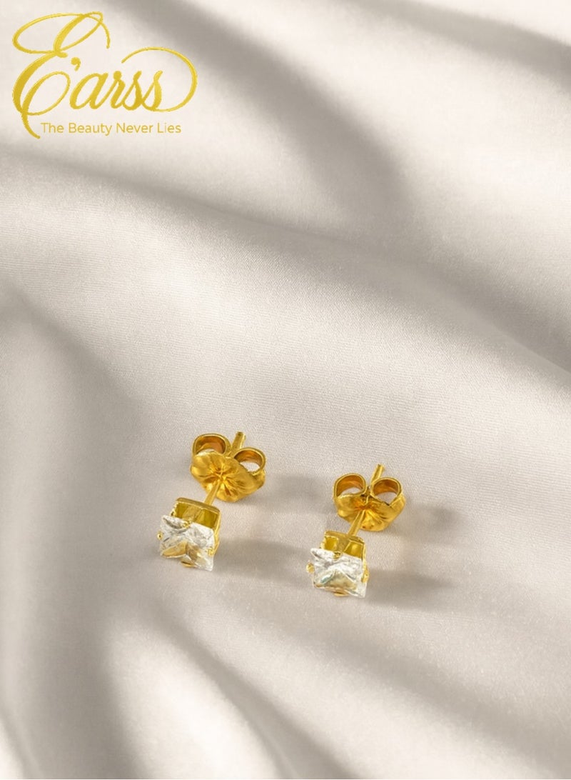 ايرس 4 ملم زكونيا مربعة | ستانلس ستيل | مطلية بالذهب عيار 18 قيراط - Image 5