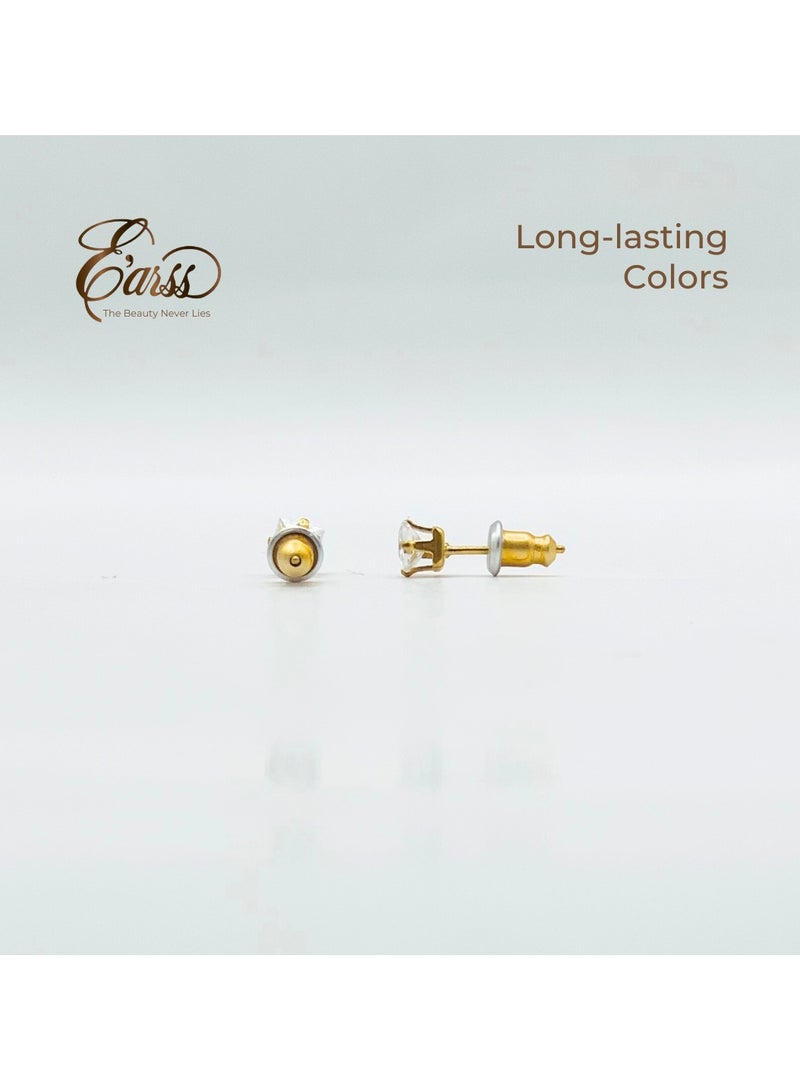 Earss 4 mm Cubic Ziconia Square | Stainless Steel | 18K Gold Plated  - Image 4