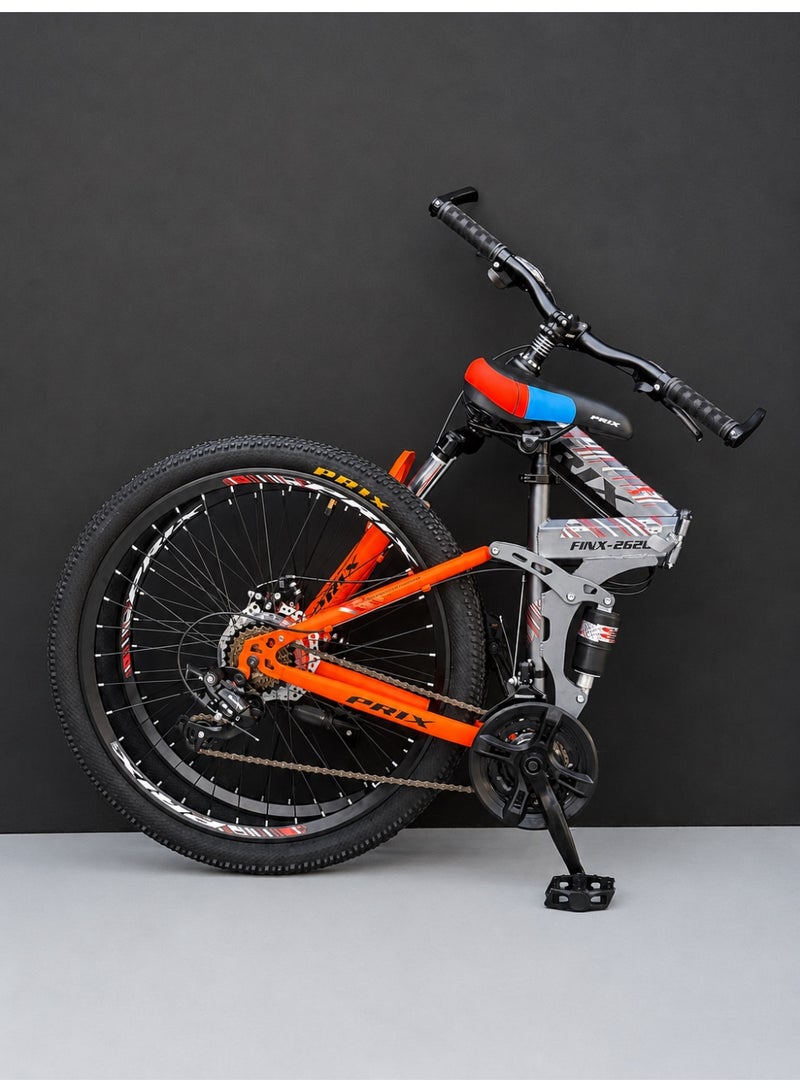 Prix 26-Inch Folding Mountain Bike – 21 Speeds – Front & Rear Suspension – Disc Brakes - Image 2
