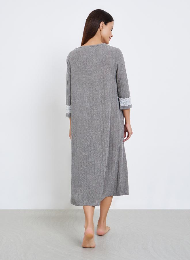 ستايلي قميص نوم محبوك بياقة واسعة - Image 4