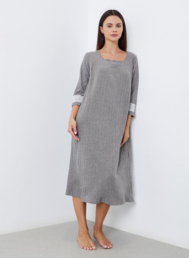 ستايلي قميص نوم محبوك بياقة واسعة - Image 1