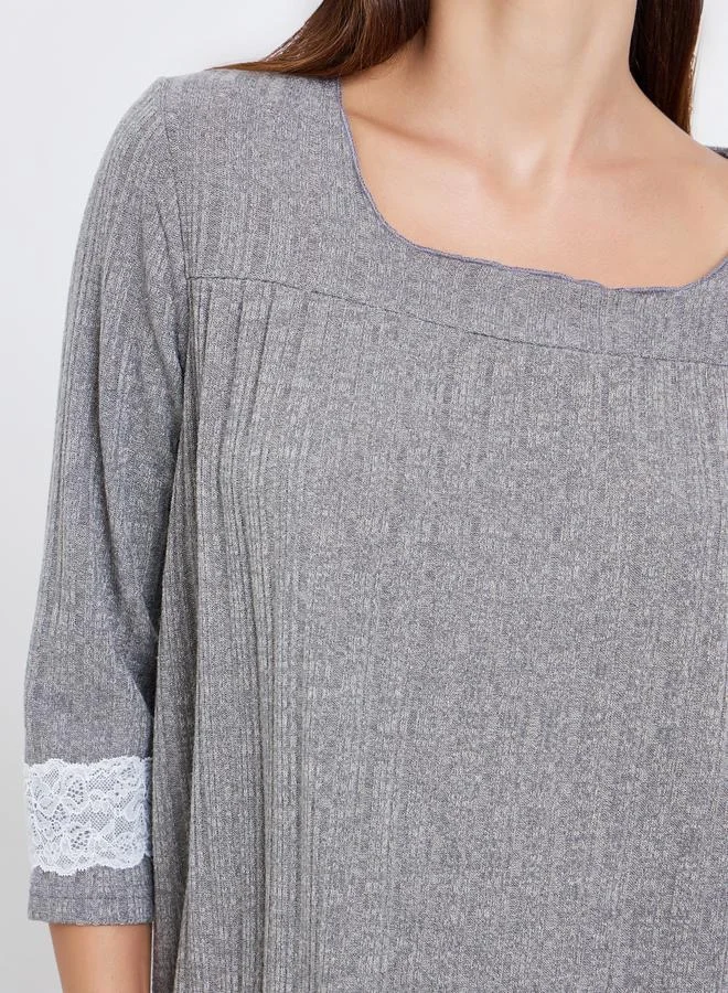 ستايلي قميص نوم محبوك بياقة واسعة