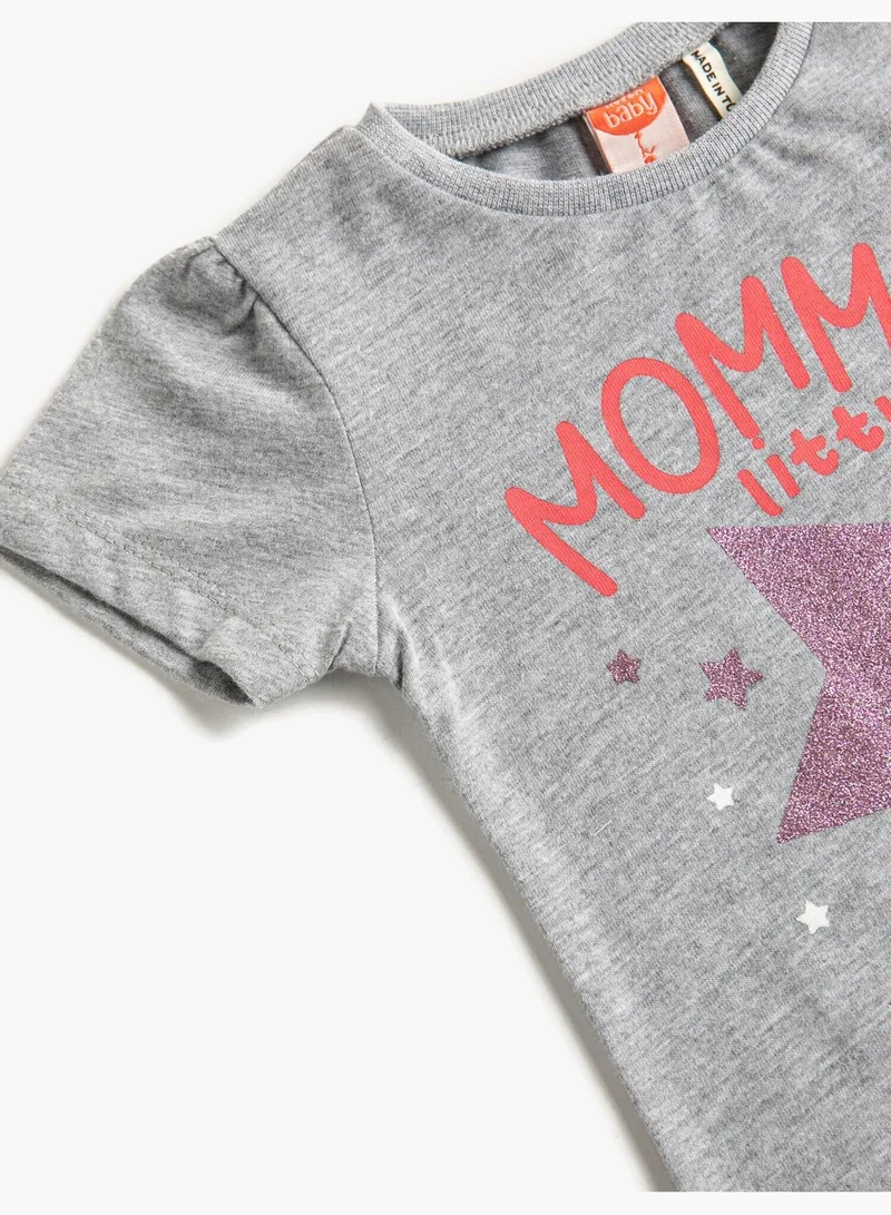 KOTON Printed T-Shirt Short  Sleeve Crew Neck Cotton