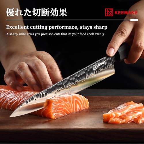 KEEMAKE KEEMMAKE Sushi Knife Japanese Sashimi Knives 10 Inch, 440C Stainless Steel Yanagiba Knife, Kitchen Chef Knives with G10 Rosewood Handle for Cutting Sushi & Sashimi, Fish Filleting, Gift Box Included - Image 5