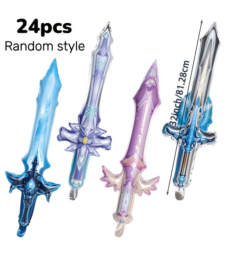 24pcs Balloon Inflatable Sword Set for Ninja Birthday Party Decorations - Image 3