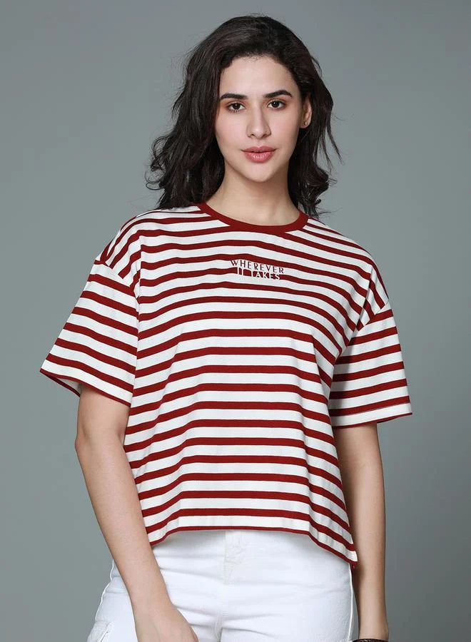 HIGH STAR Boxy Fit Striped T-Shirt by Styli
