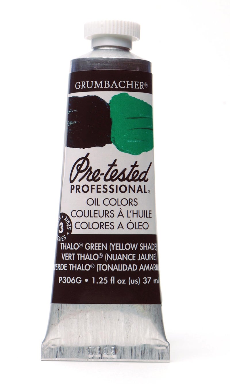 Grumbacher Pre-Tested Oil Paint, 37ml/1.25 Ounce, Thalo Green (Yellow Shade) (P306G) - Image 1