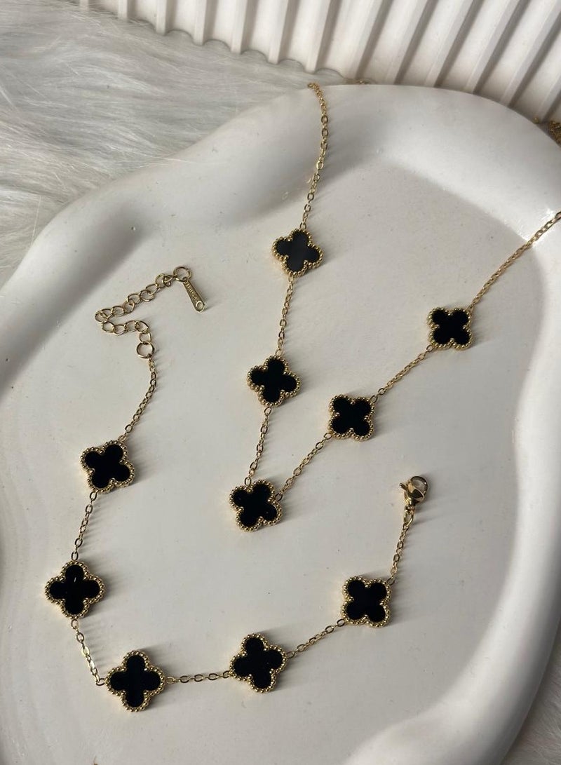 Maya accessories set of( bracelet and necklace ) stainless steel (BLACK) 