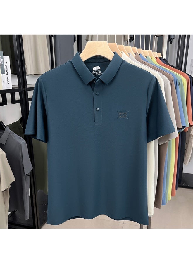 Uji High-End Short Sleeve Polo Shirt for Middle-Aged Men Casual Turn-down Collar Seamless Comfortable Summer Half Sleeve Top - Image 1