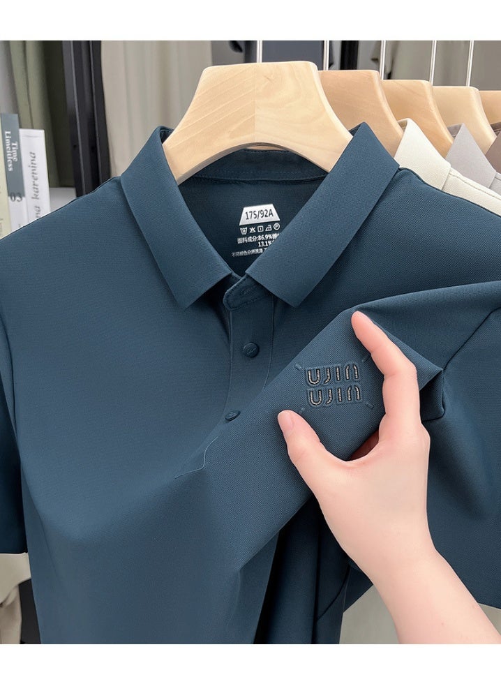 Uji High-End Short Sleeve Polo Shirt for Middle-Aged Men Casual Turn-down Collar Seamless Comfortable Summer Half Sleeve Top - Image 2