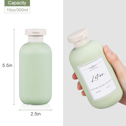 UMETASS 10 oz Plastic Travel Shampoo Bottles, Refillable Flip Cap Squeeze Bottles for Toiletries, Large Leakage-proof Travel Shampoo and Conditioner Container (Blue and Green) - Image 2