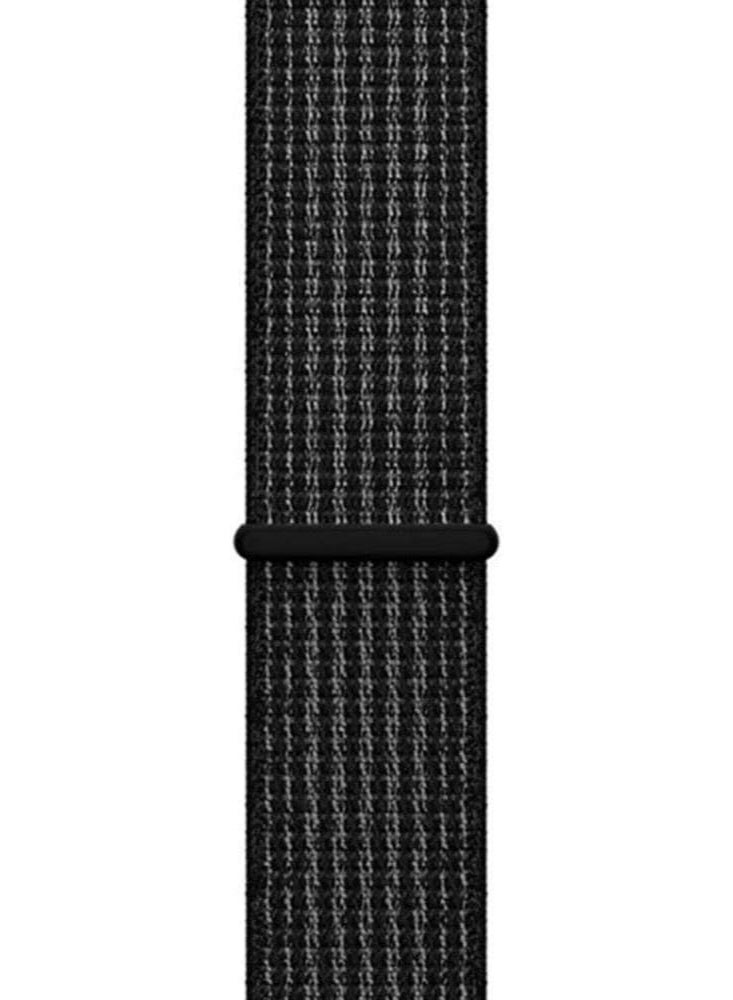 حزام ساعة مضفر من النايلون بحلقة ناعمة مقاس 42 مم، متوافق مع الساعات الذكية، سوار رياضي أسود - Image 1