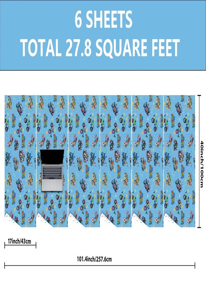 Vnaaem Reversible Monster Truck Birthday Wrapping Paper Roll for Boys Kids - Blue Shark Monster Truck & Colorful Confetti Design Gigt Wrap for Holiday Baby Shower DIY Craft Party - 17 in x 20 ft(Total - Image 4