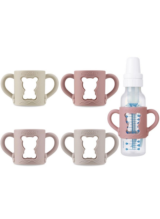 PandaEar 4 Pack Silicone Baby Bottle Handles with Dr Brown Narrow Baby Bottles 8 oz/250 ml, Non-Slip Easy Grip Handles - Image 1