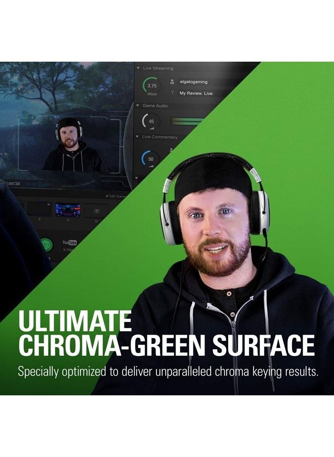 CORSAIR - Elgato Green Screen - Collapsible Chroma Key Backdrop, Wrinkle-Resistant Fabric and Ultra-Quick Setup for background removal for Streaming, Video Conferencing, on Instagram, TikTok, Zoom, Teams, OBS - Image 1
