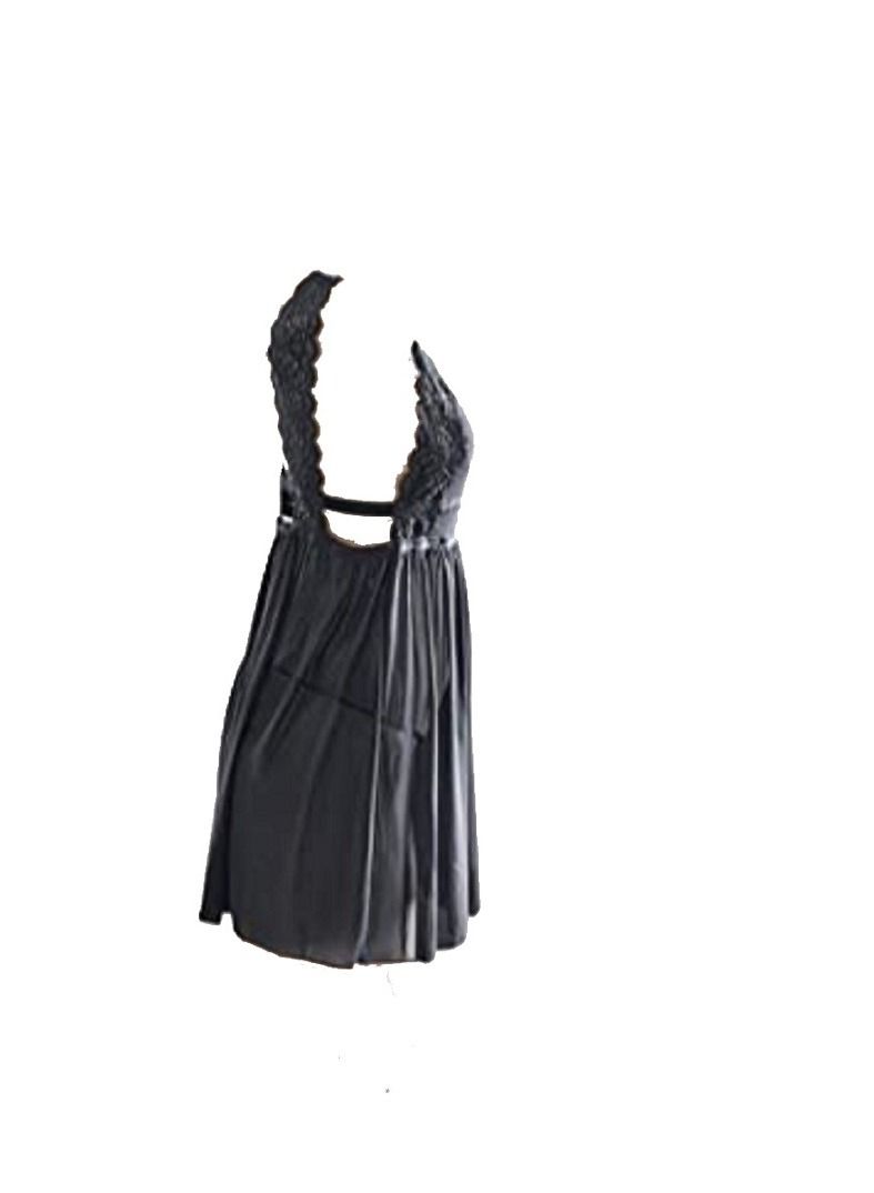 Lace Night Wear V Neck Sheer Mesh Babydoll Sleepwear dress  - Image 2