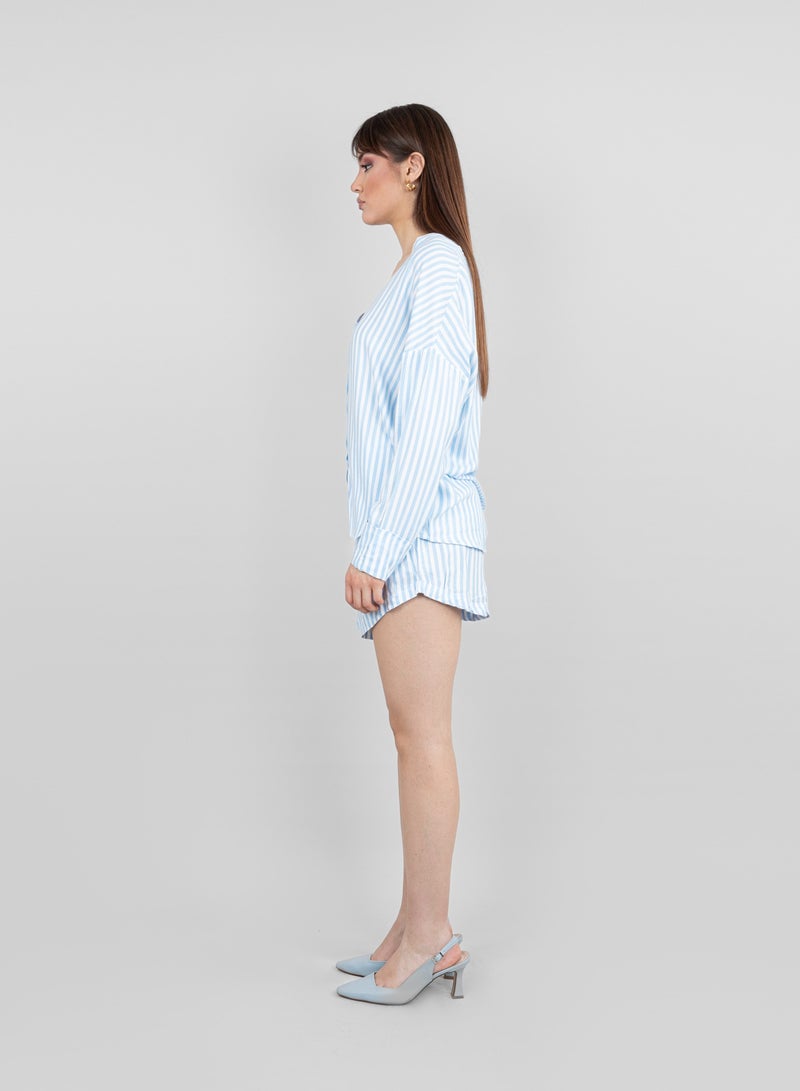 KYVELi Casual Stripped shirt and shorts Co-Ord Set  - Image 2