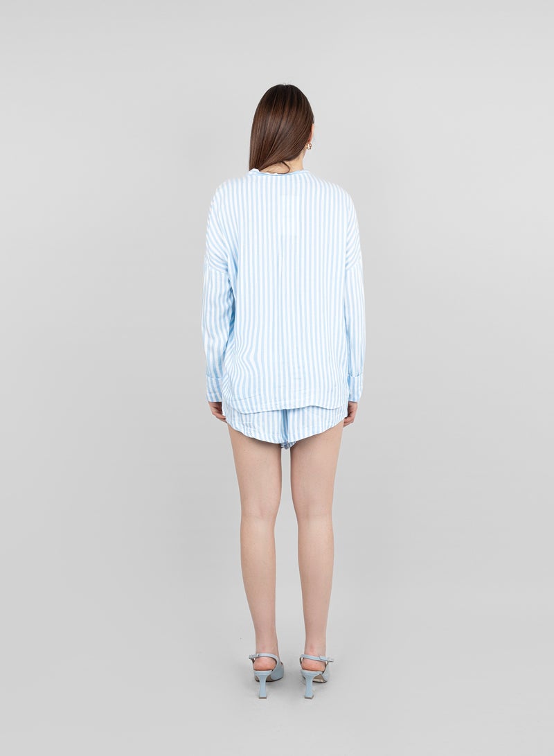 KYVELi Casual Stripped shirt and shorts Co-Ord Set  - Image 3
