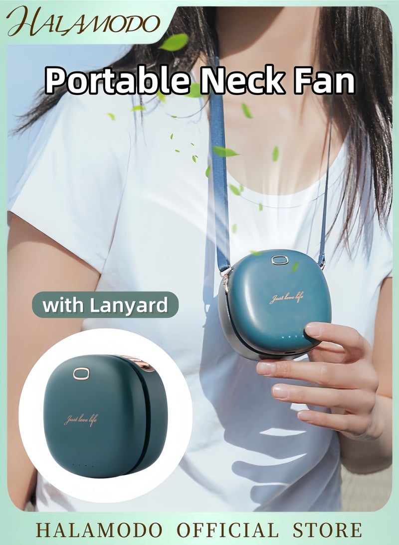 هالامودو مروحة رقبة تعمل بثلاث سرعات تعمل بالطاقة USB مع حبل تعليق قابل للتعديل H39880GR-su خضراء - Image 1