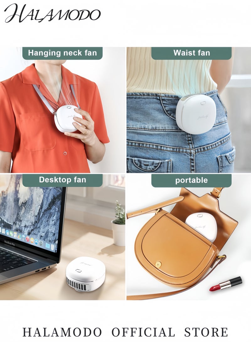 هالامودو مروحة رقبة تعمل بثلاث سرعات تعمل بالطاقة USB مع حبل تعليق قابل للتعديل H39880GR-su خضراء - Image 4