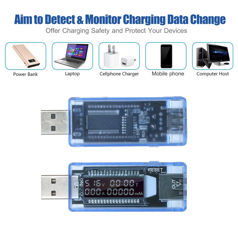 مكشاف USB 3 في 1، فاحص USB متعدد الوظائف، مقياس متعدد الوظائف، مراقب للجهد والتيار والسعة، مقياس جهد، مقياس تيار، شاشة عرض LCD - Image 5