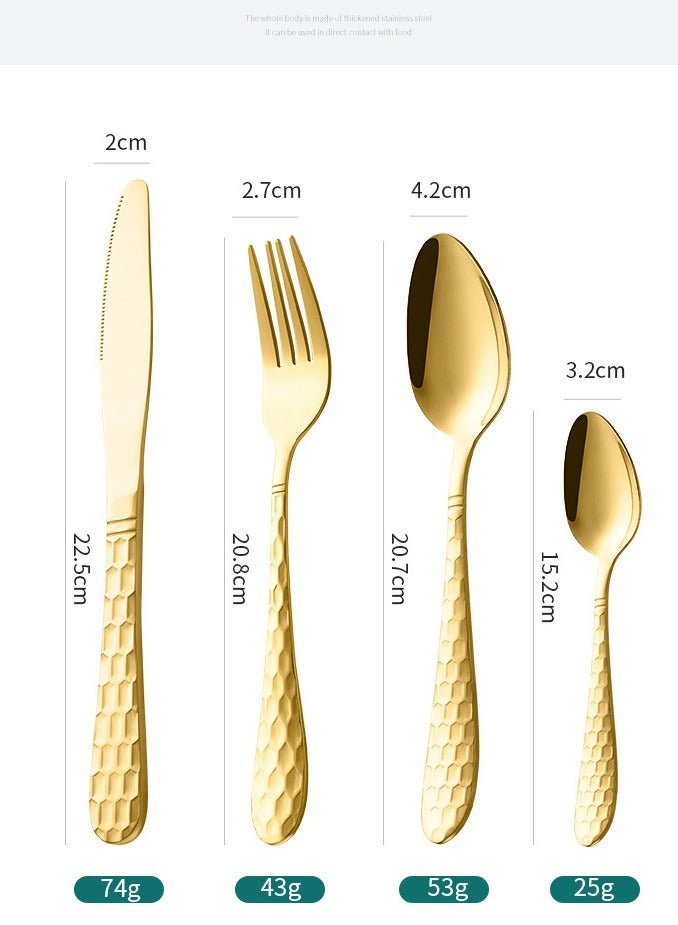 general Stainless steel tableware corrugated 24-piece set, tableware, steak knife, fork and spoon storage gift box set, birthday and holiday housewarming gifts for family and friends - Image 3