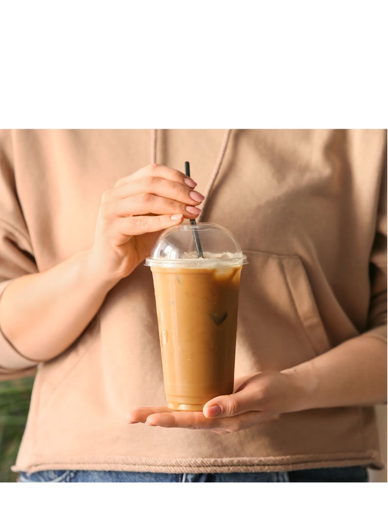 HYFY - [50 Pcs] 16oz Plastic Cups With Lids And Straws Plastic Cups Disposable Plastic Cups Kids Smoothie Cup Coffee Cup Cold Drinks Slushie Cup Juice Cup Plastic Cups Party (Dome Lid) - Image 1
