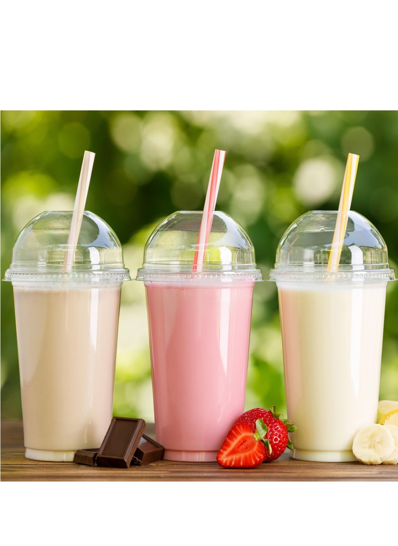 HYFY - [50 Pcs] 16oz Plastic Cups With Lids And Straws Plastic Cups Disposable Plastic Cups Kids Smoothie Cup Coffee Cup Cold Drinks Slushie Cup Juice Cup Plastic Cups Party (Dome Lid) - Image 1