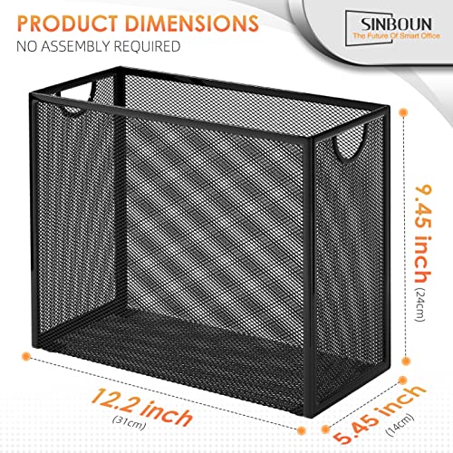 Sinboun Hanging File Organizer Letter-Size File Holder Filing Box Includes 5 Hanging Folders - Metal Mesh Magazine Letter Storage Cabinets File Cart for Office Home School, No Assembly Required - Image 2