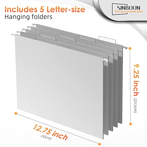 Sinboun Hanging File Organizer Letter-Size File Holder Filing Box Includes 5 Hanging Folders - Metal Mesh Magazine Letter Storage Cabinets File Cart for Office Home School, No Assembly Required - Image 3