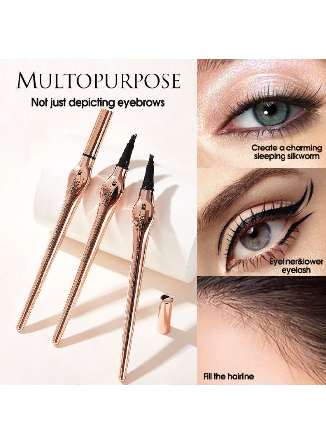 قلم حواجب سائل متعدد الاستخدامات يدوم طويلاً، مقاوم للماء، مقاوم للعرق، ومقاوم للتلطخ. يمكن استخدامه كقلم كحل وأيضًا لملء فراغات الشعر. - Image 1