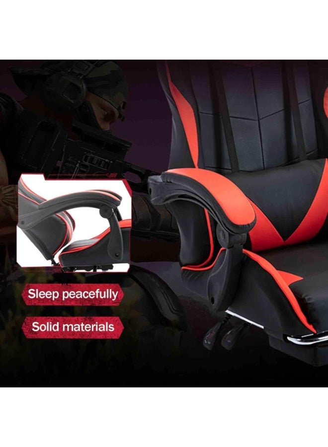 rayze Ergonomic gaming chair, gaming chair, computer chair, adjustable height, PU leather, high back, lumbar support, comfortable armrests with neck and lumbar massage support, 360° rotation, suitable for office or gaming (black and red) - Image 5