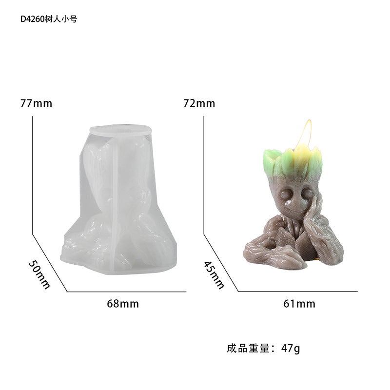 قالب سيليكون لشخصية شجرة مبتسمة - قالب صغير D4260-رجل الشجرة