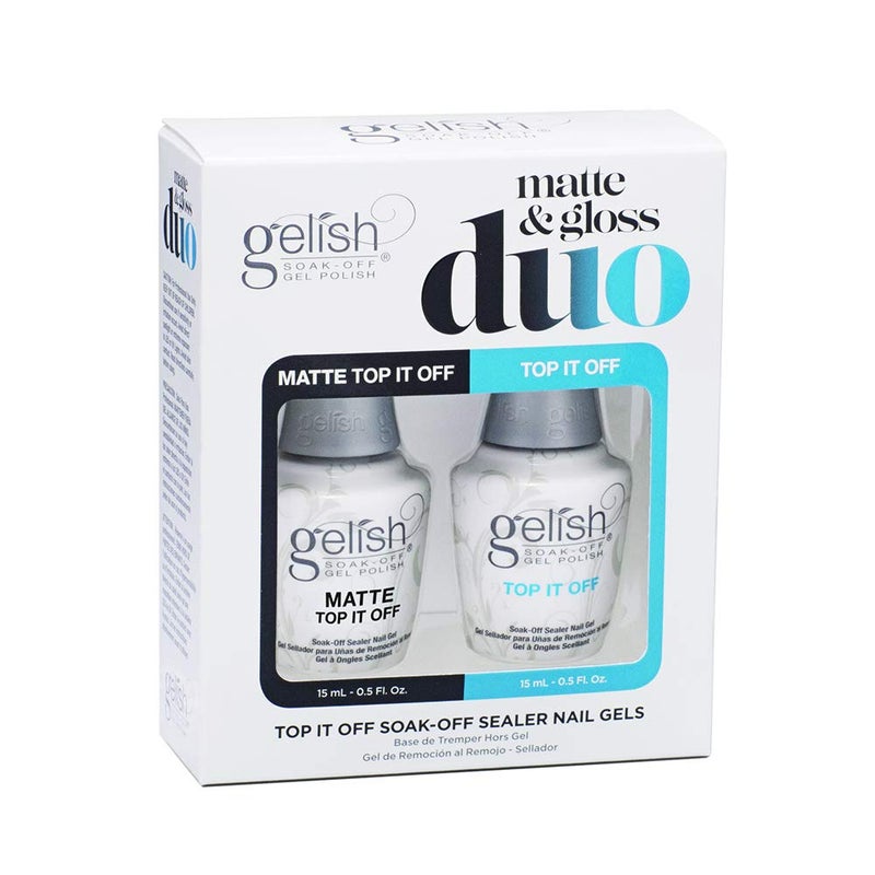 Gelish Matte & Gloss Duo â€“ Premium Matte & Glossy Top Coats for Gel Nails, Clear & Dull Finish, 0.5 oz Each, Long-Lasting, Professional Gel Nail Top Coat Bundle.