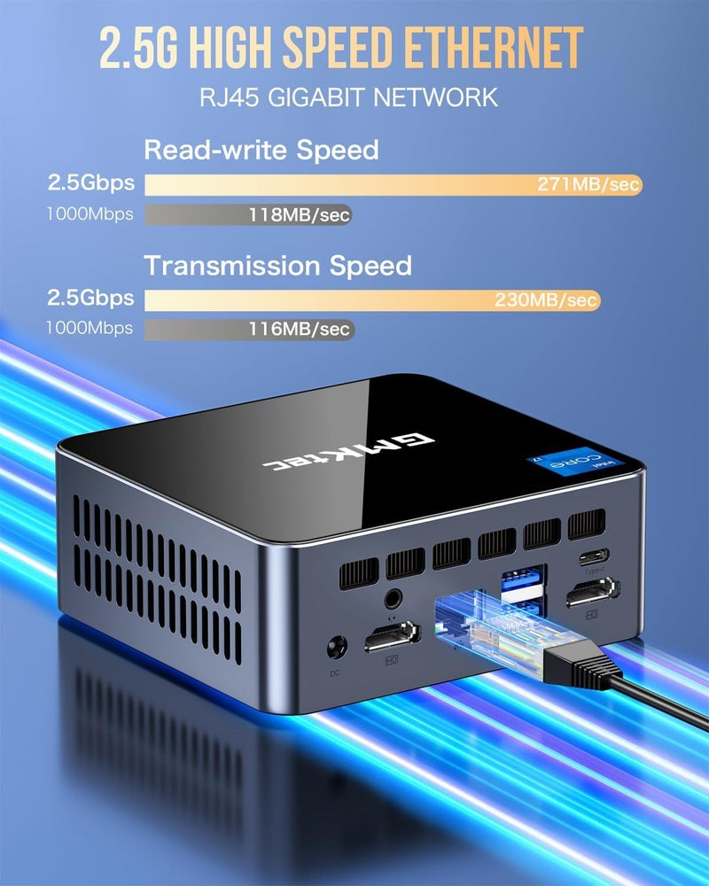 GMKtec Mini PC Intel Core i7-1185G7 (Turbo 4.8 GHz) 16GB DDR4 512GB SSD M2 Pro S Desktop Mini Computers WiFi 6, USB4.0, BT 5.2, DP, HDMI, RJ45 2.5G - Image 5