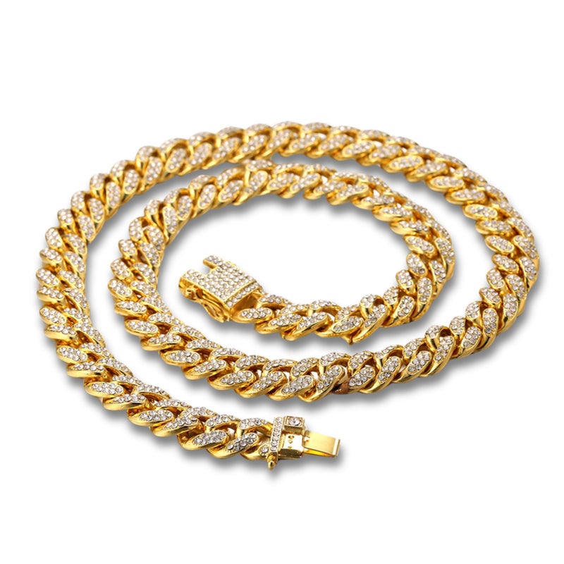 Halukakah Baby Toddler Cuban Link Chain TYCOON JUNIOR Kids 18k Real Gold Plated Chain Necklace 14 Small SizeGold ColorLab Diamonds Prong SetFits Ages 6 YO with Giftbox - Image 2