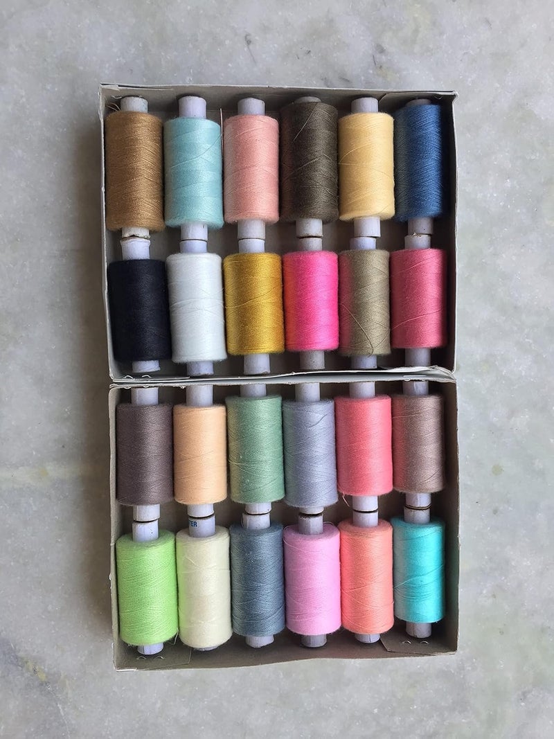 TE Light Color 24 Pcs Machine and Hand Stitching Basic Color Strong Cotton Polyester Sewing Threads Fast Premium Shade Spools for Machine and Hand Stitching, Tailoring [Set of 24 Pcs] [Multicolor] - Image 4