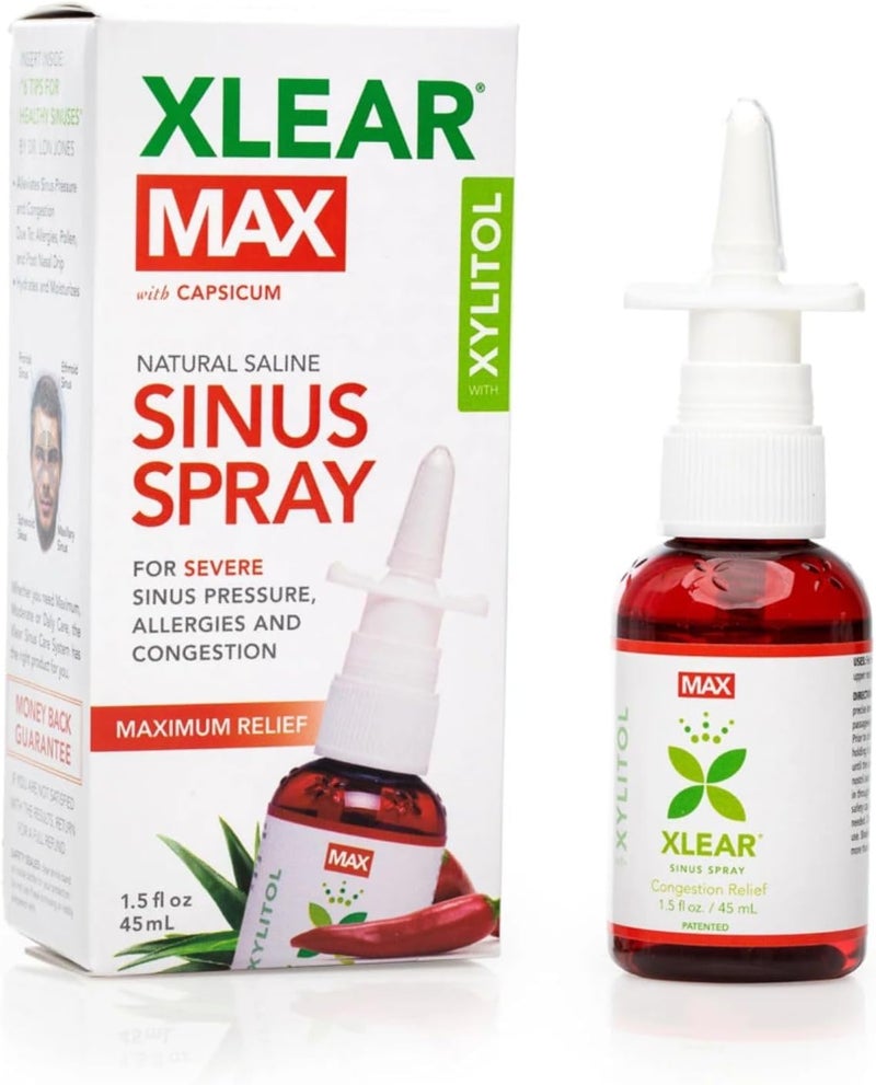 Xlear MAX Natural Xylitol Saline Nasal Spray with Capsicum and Aloe - Fast Acting for Sinus Pressure, Decongestant, Headache, Dry Nose, 1.5 fl oz (Pack of 1) - Image 2