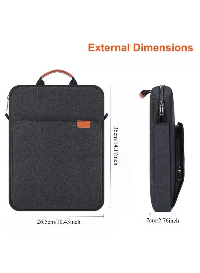 غلاف تابليت بحجم 12.9-13.3 بوصة متوافق مع آيباد إير 13 بوصة (M3/M2) 2025/2024، آيباد برو 13 بوصة 2024، S10+ 12.4 بوصة 2024/آيباد برو 12.9 M2 2022/2021/2020، سرفيس لابتوب جو 12.4 بوصة، جالاكسي تاب S7+/S8+/S9+/S9FE+ 12.4 بوصة 2022/2023 – حقيبة حمل باليد مع حزام كتف - Image 2