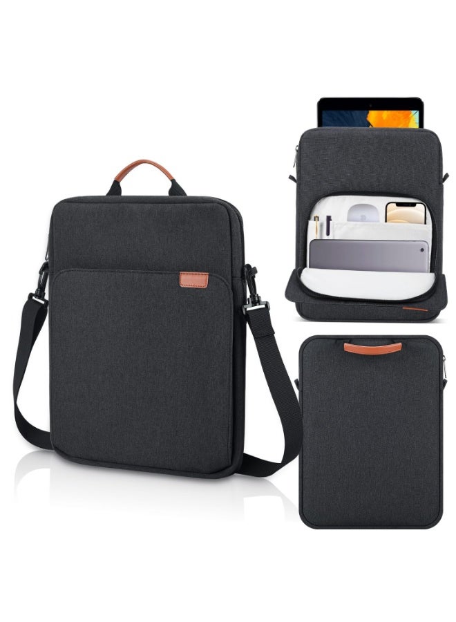 غلاف تابليت بحجم 12.9-13.3 بوصة متوافق مع آيباد إير 13 بوصة (M3/M2) 2025/2024، آيباد برو 13 بوصة 2024، S10+ 12.4 بوصة 2024/آيباد برو 12.9 M2 2022/2021/2020، سرفيس لابتوب جو 12.4 بوصة، جالاكسي تاب S7+/S8+/S9+/S9FE+ 12.4 بوصة 2022/2023 – حقيبة حمل باليد مع حزام كتف - Image 1