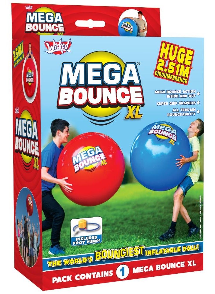 Wicked Mega Bounce XL 251cm, Assorted 1 Piece (Color May Vary) | Inflatable Ball | Includes Handy Foot Pump | Bouncing Ball for Beach, Park and Playground - Image 1