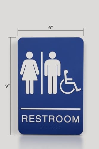 Headline Sign 8377 ADA Wheelchair Accessible Restroom Sign with Grade 2 Braille and Tactile Graphics, 6 Inches by 9 Inches, Blue/White, Made in USA - Image 5