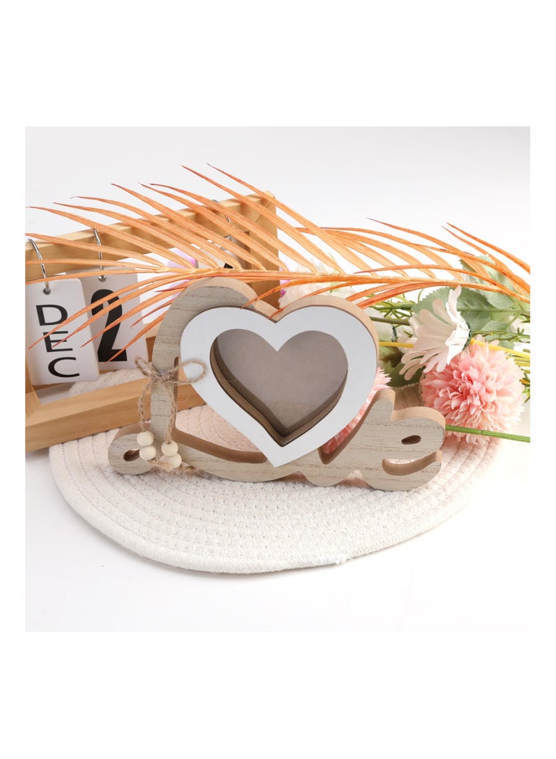 KASTWAVE Heart-Shaped Couple Picture Frame, Personalised Wooden Photo Frames Romantic Frames, Wedding Decorations Gifts for Bride and Groom Tabletop Picture Display Newlywed Anniversary  - Image 5