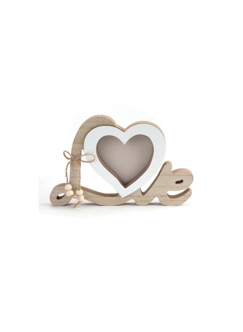 KASTWAVE Heart-Shaped Couple Picture Frame, Personalised Wooden Photo Frames Romantic Frames, Wedding Decorations Gifts for Bride and Groom Tabletop Picture Display Newlywed Anniversary  - Image 1