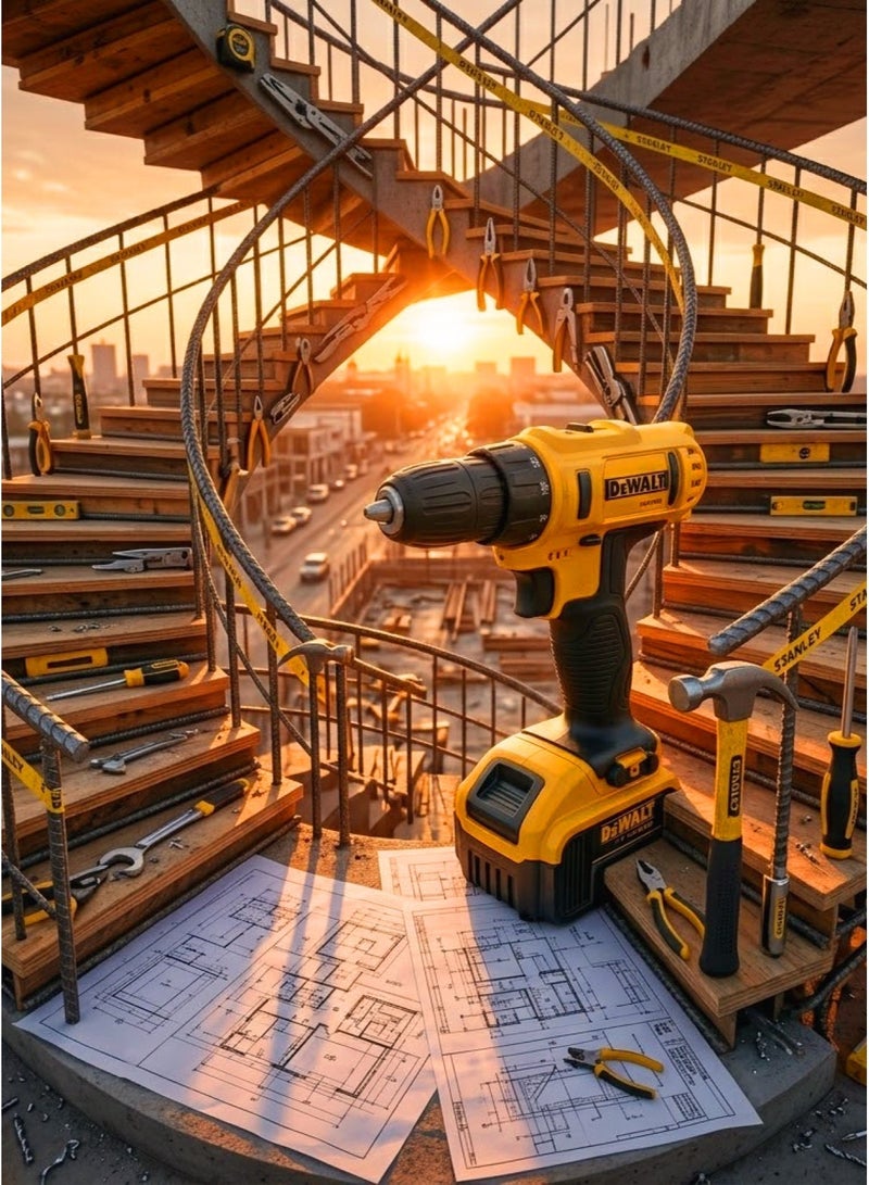 Dewalt Cordless Drill 48 V Cordless Drill Kit with Battery Cordless Electric Drill Compact Lightweight 0.91 Kg 15 Torque Settings LED Light 10mm Keyless Chuck 2 Speed Settings Variable Speed 2 Batteries 2.0Ah for Wood Metal Drilling Model DCD710D2 - Image 4