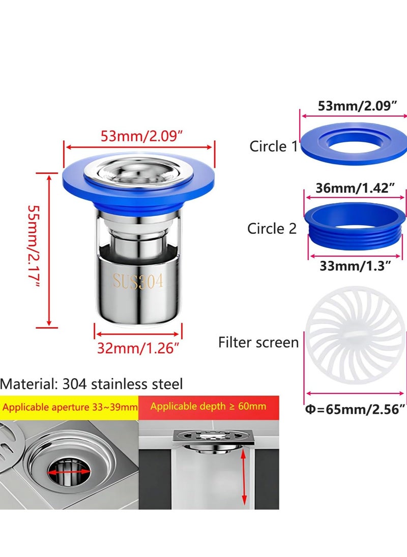 Oasisgalore 304 SS Odor-Proof Floor Drain Core with Anti-Odor Cover & Backflow Preventer, 32mm, for Kitchen/Bath.  - Image 2