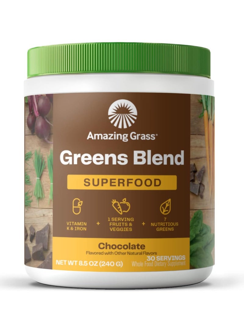 Amazing Grass Greens Blend Superfood Powder, Chocolate, 240 g - Image 1