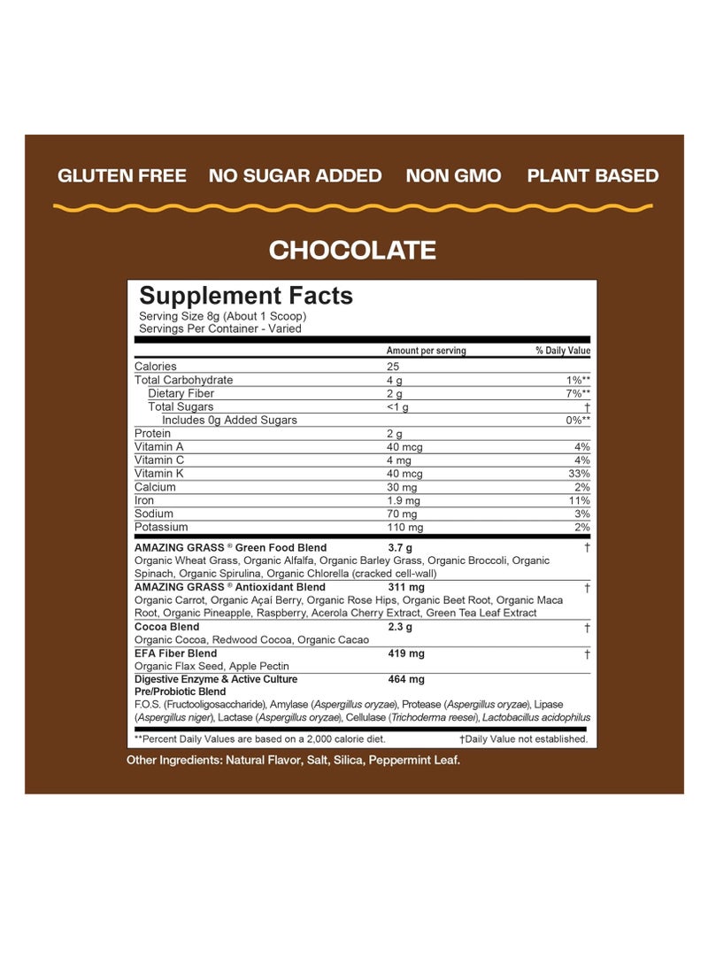 Amazing Grass Greens Blend Superfood Powder, Chocolate, 240 g - Image 3