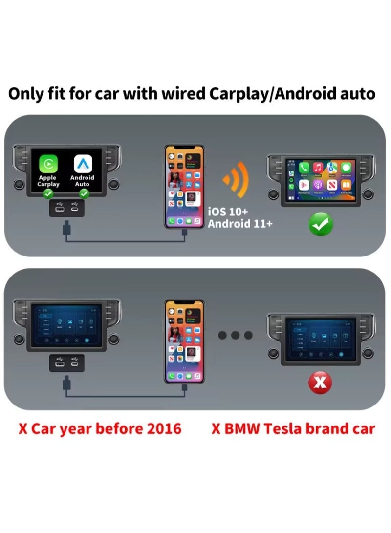 محول لاسلكي صغير 2 في 1، تكامل سلس مع Android Auto لـ Apple USB Type-C Dongle في السيارة العالمية - Image 2